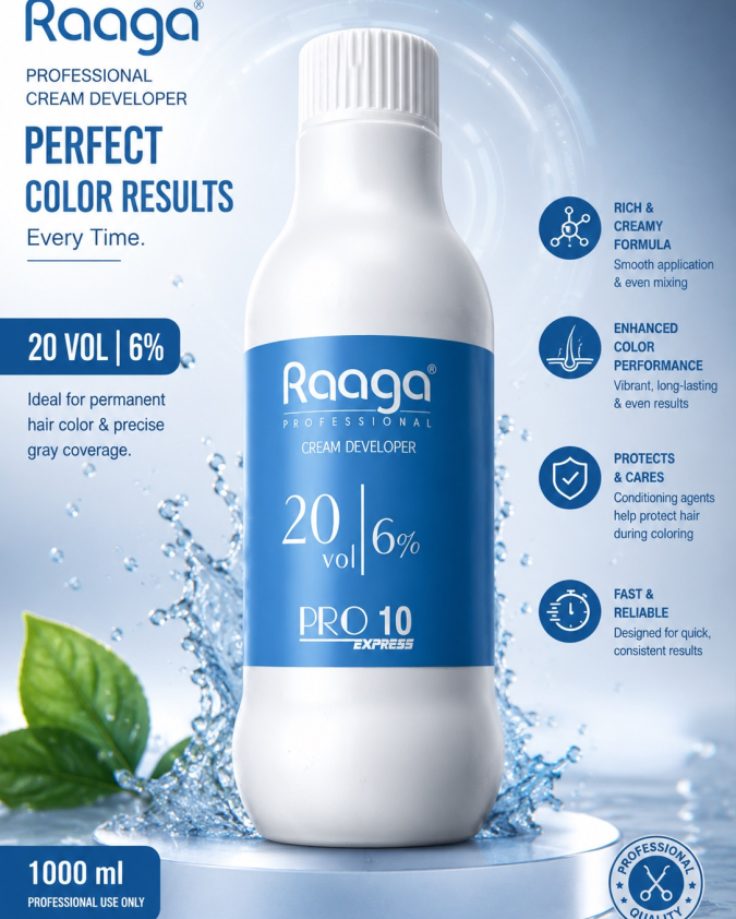 Raaga Professional Cream Developer 20 Vol (6%) – 1000 ml