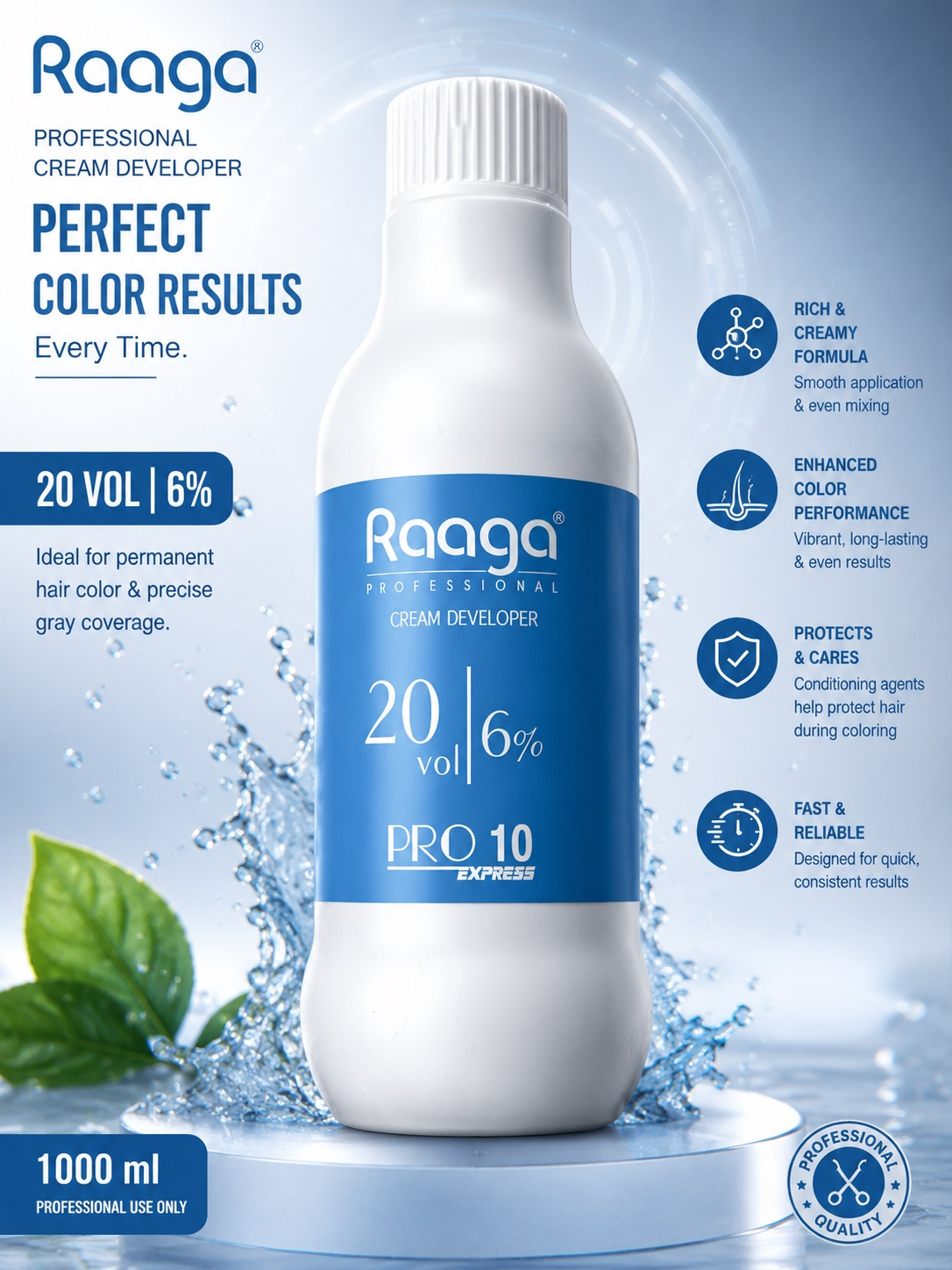 Raaga Professional Cream Developer 20 Vol (6%) – 1000 ml